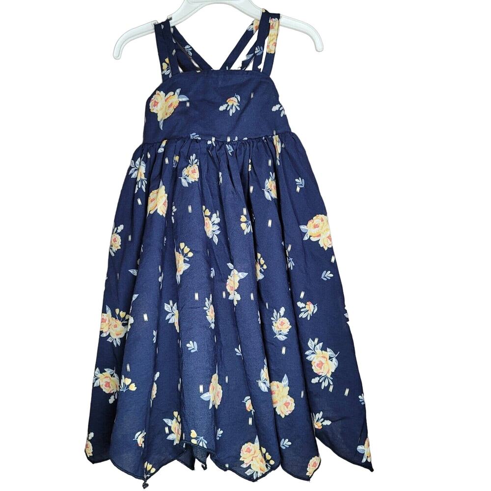Toddler Dress 3T Isaac Mizrahi Cottagecore Floral Yellow Rose Handkerchief Hem